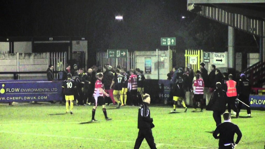 None League Keeper Does a Cantona. Fights Fan in Crowd And Starts Mass Brawl (Video Included)